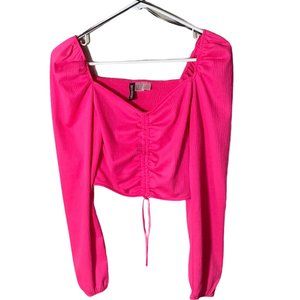 Hot Pink long-sleeved H&M cropped top